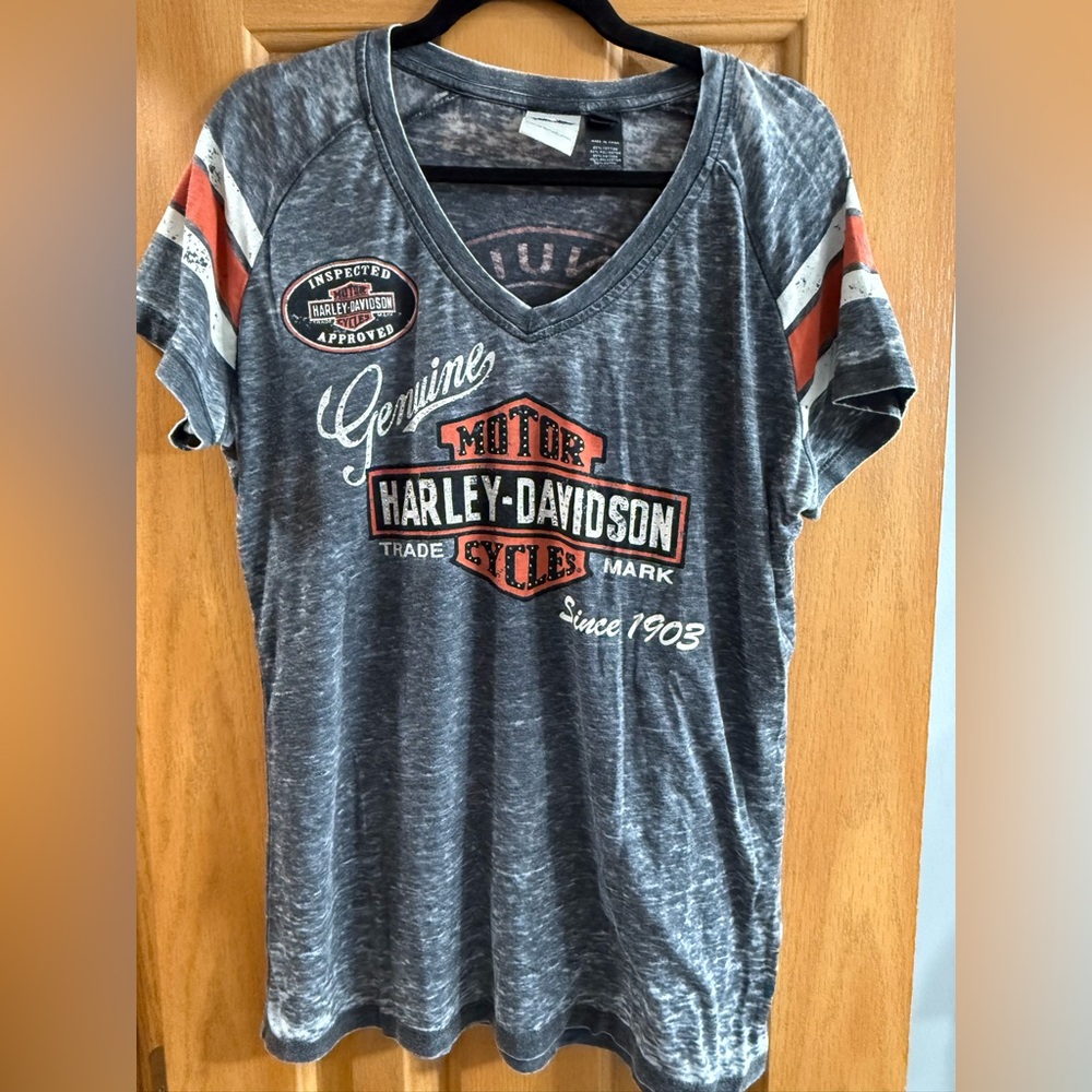 Harley-Davidson Black and Gray Burnout Style T-Shirt